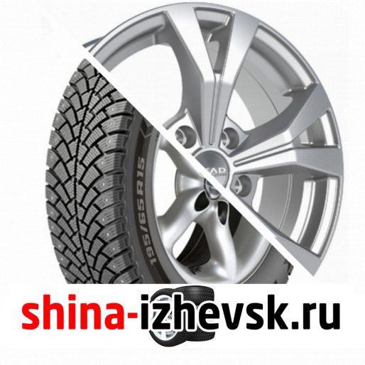Колесо в сборе BF Goodrich G Force Stud 215/55 R16 Q 97 + СКАД Нагано 6.5xR16 5×114.3 ET45 DIA66.1 Серебристый в Ижевске
